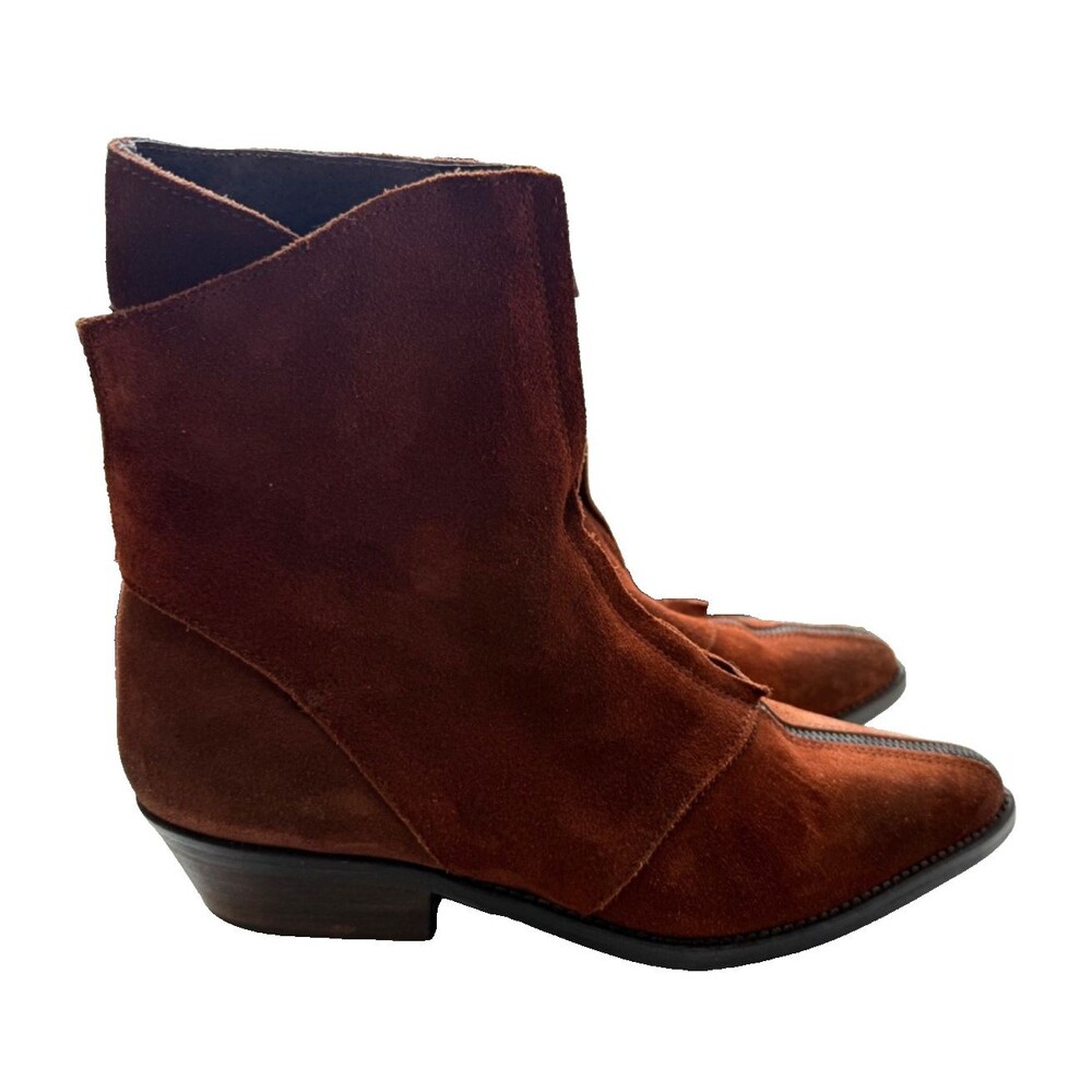 Free People Caldera Suede Ankle Boots w/ Double Zippers Rust/Brown Size 8/EU 38 - Picture 6 of 9
